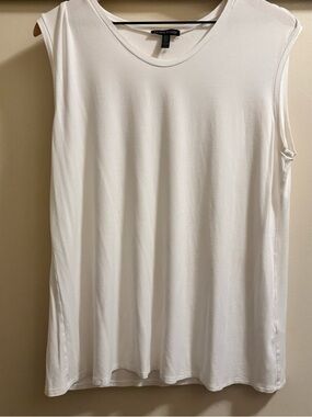 Eileen Fisher Sleeveless White Tunic Top Size L
